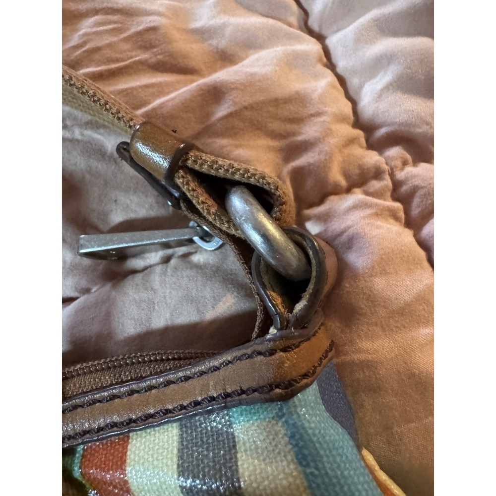 Fossil Crossbody Bag Calypso Key-Per Purse Multi Color Block Coated Canvas Brown - Picture 11 of 16